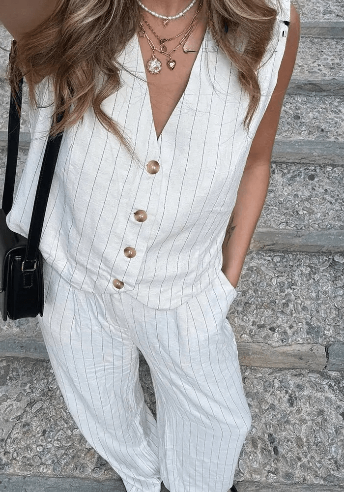 Amélie Linen Striped Jumpsuit