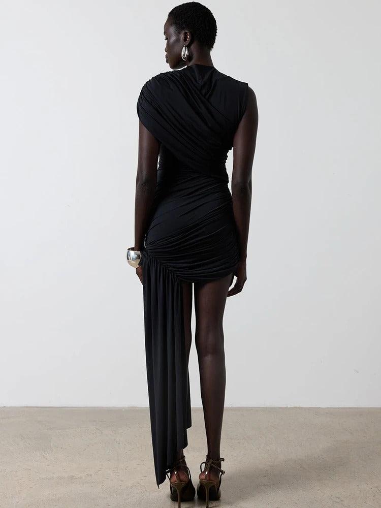 Mila Draped Asymmetric Mini Dress