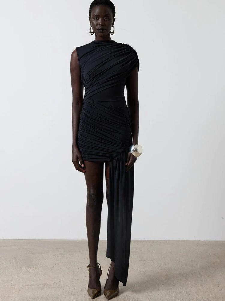Mila Draped Asymmetric Mini Dress