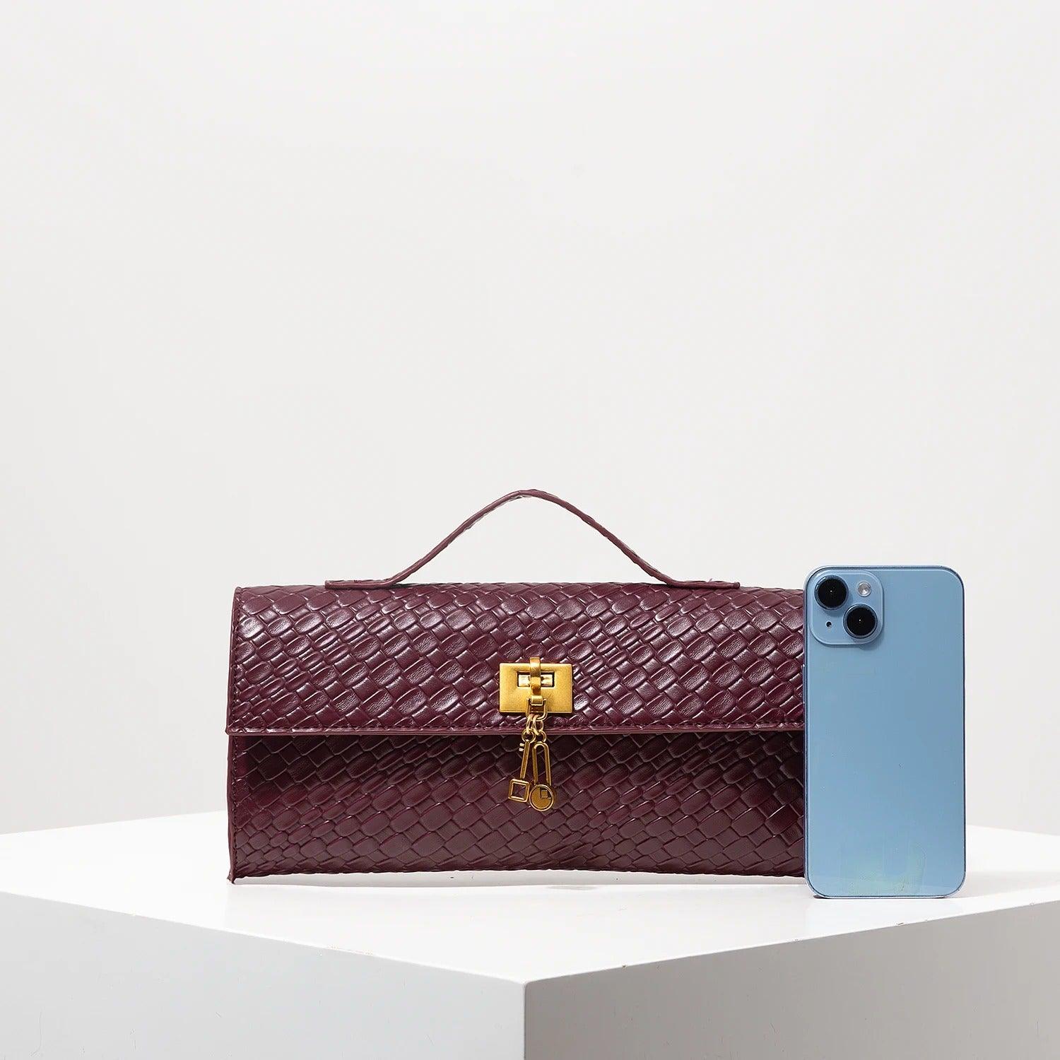Camille Croco-Embossed Clutch