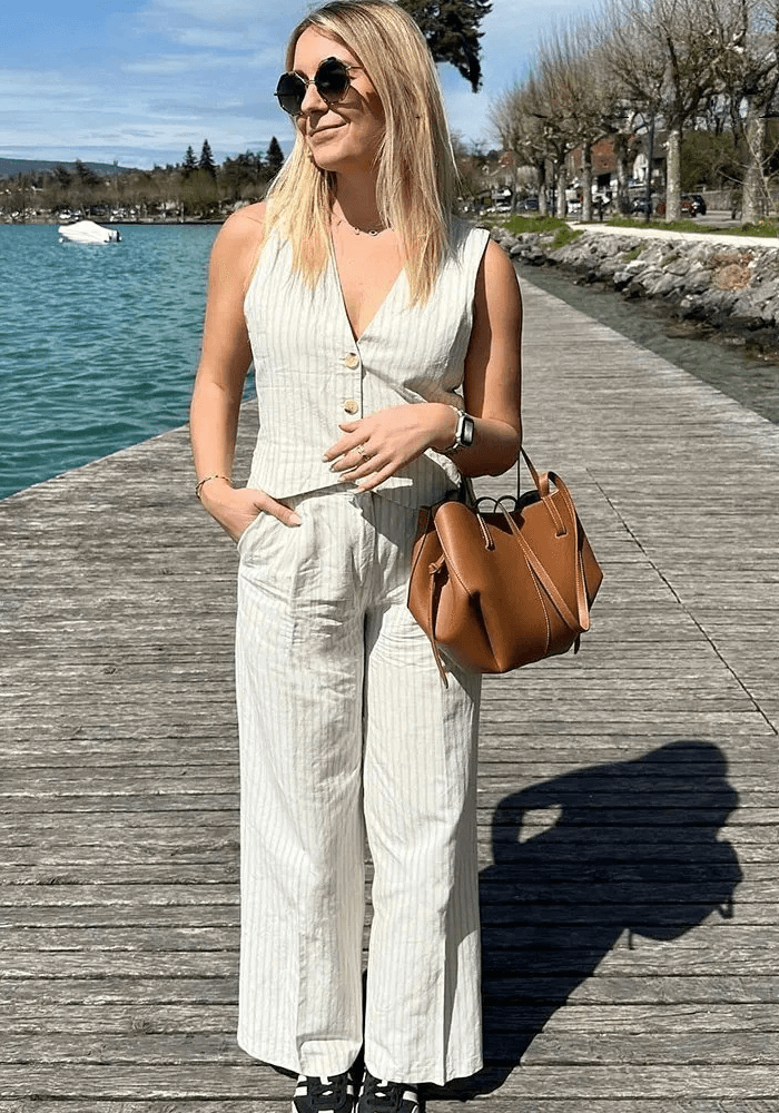 Amélie Linen Striped Jumpsuit