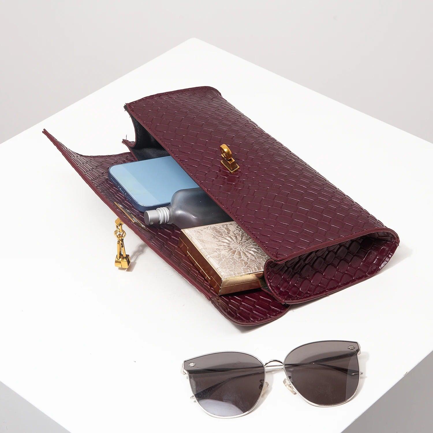 Camille Croco-Embossed Clutch