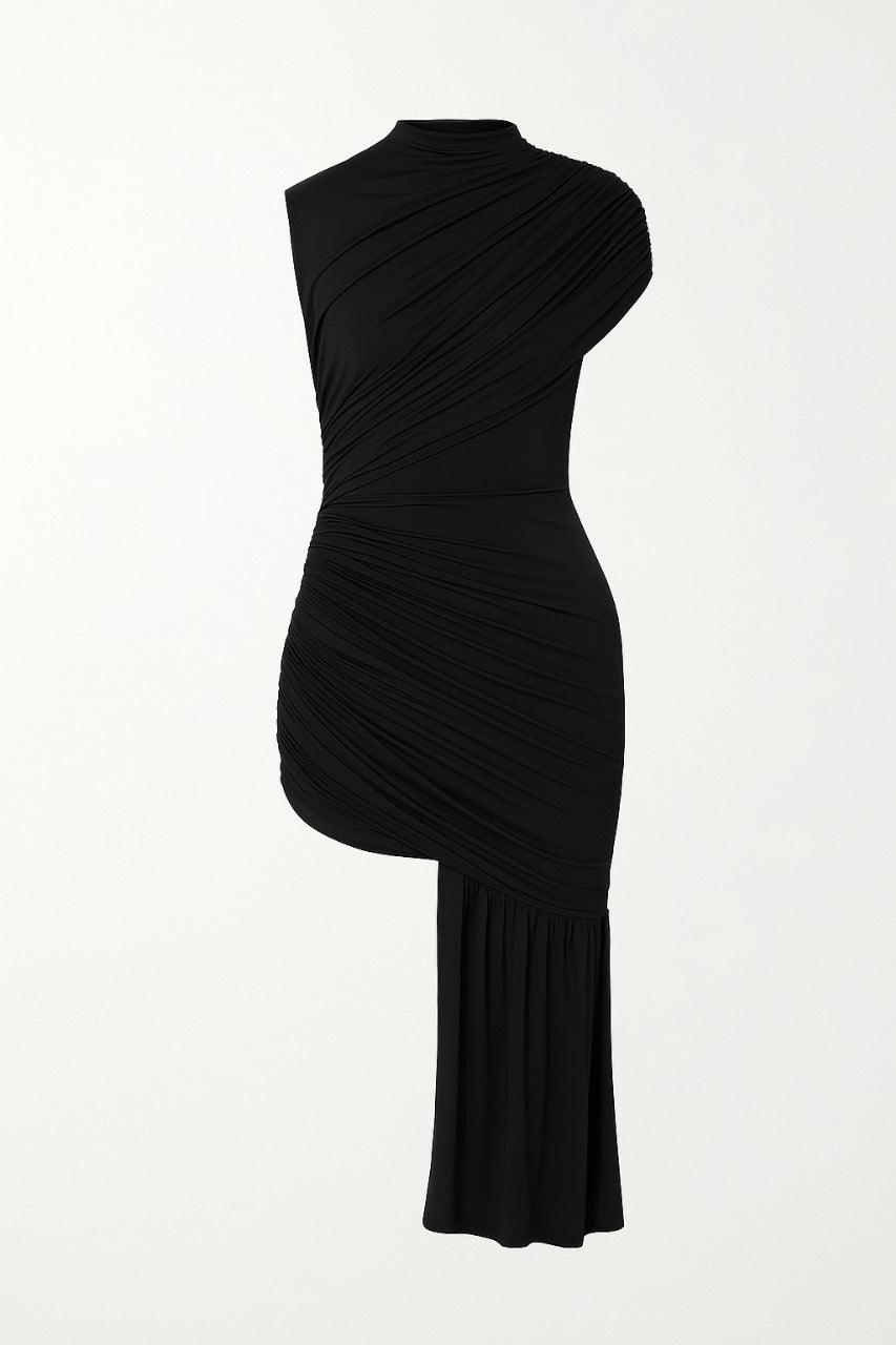 Mila Draped Asymmetric Mini Dress