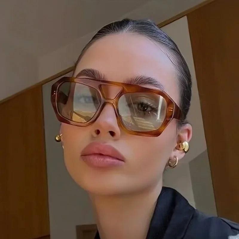 Astra Amber Geometric Sunglasses