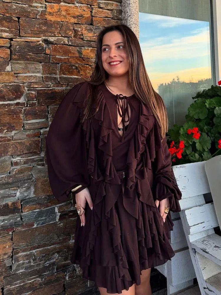 Aurora Ruffle Chiffon Dress