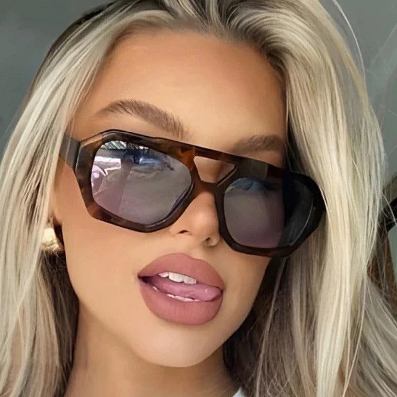 Astra Amber Geometric Sunglasses